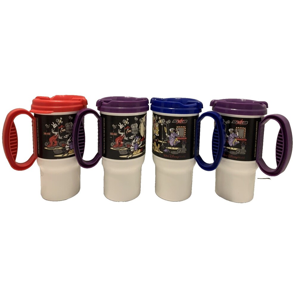 Whirley - Vintage Walt Disney World All-Star Resorts Portable Drinking Mugs x 4